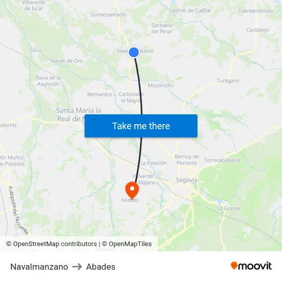 Navalmanzano to Abades map