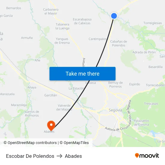 Escobar De Polendos to Abades map