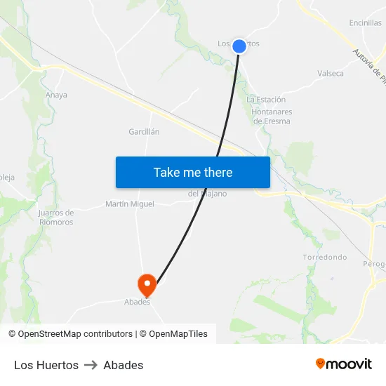 Los Huertos to Abades map