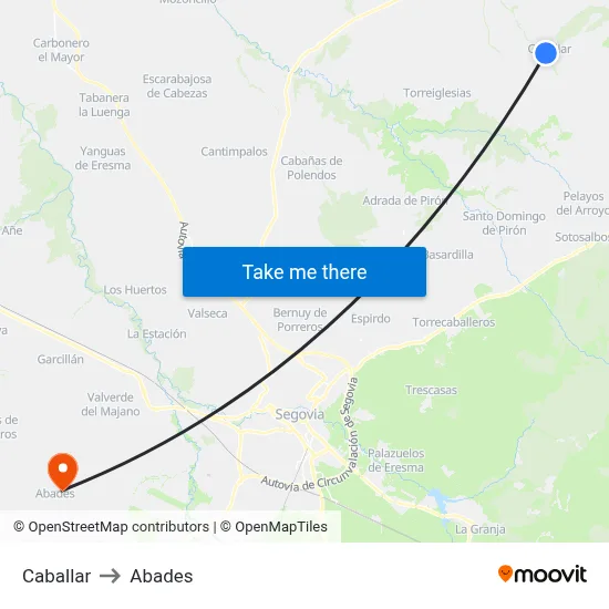 Caballar to Abades map
