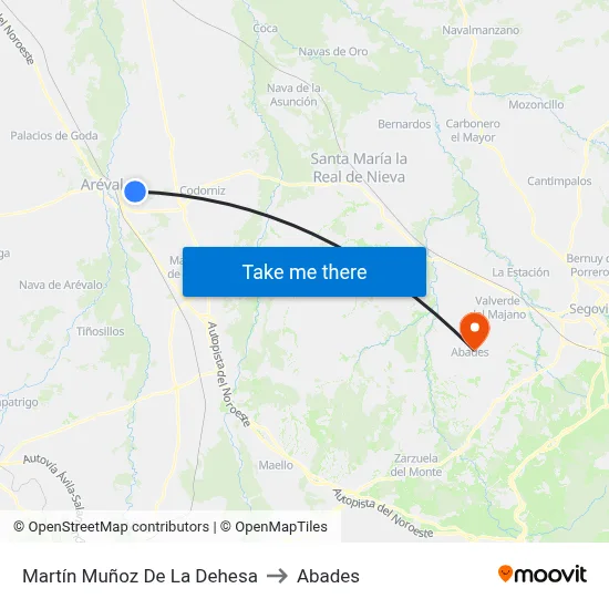 Martín Muñoz De La Dehesa to Abades map