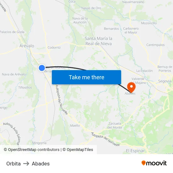 Orbita to Abades map