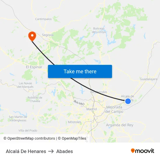 Alcalá De Henares to Abades map