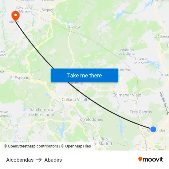 Alcobendas to Abades map