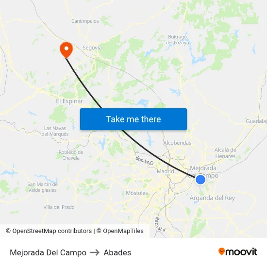 Mejorada Del Campo to Abades map