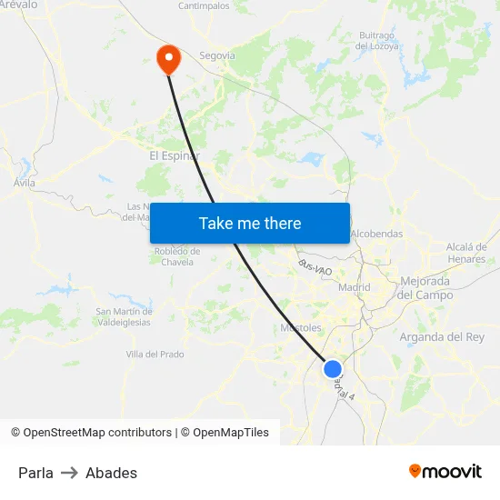 Parla to Abades map