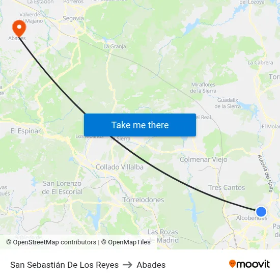 San Sebastián De Los Reyes to Abades map