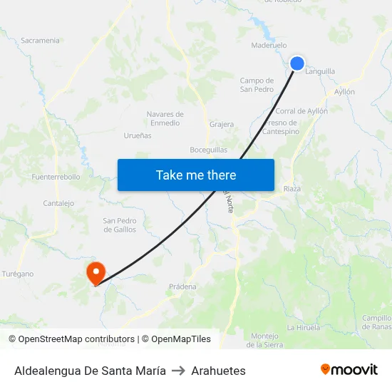 Aldealengua De Santa María to Arahuetes map