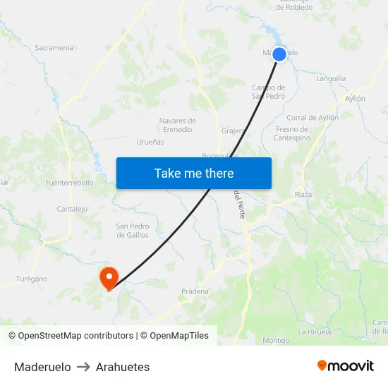 Maderuelo to Arahuetes map