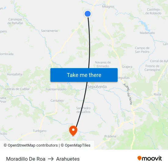 Moradillo De Roa to Arahuetes map