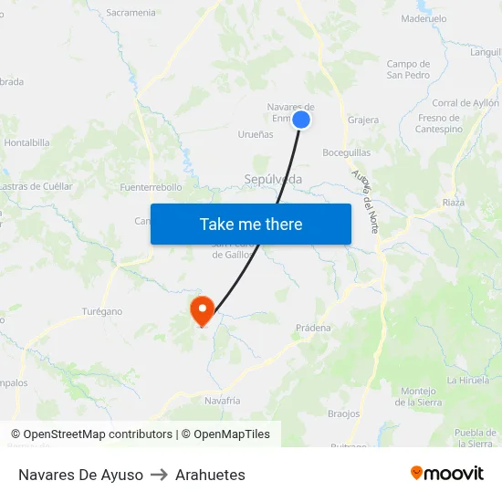 Navares De Ayuso to Arahuetes map