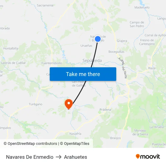 Navares De Enmedio to Arahuetes map