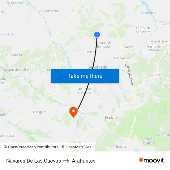 Navares De Las Cuevas to Arahuetes map