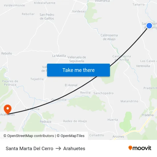 Santa Marta Del Cerro to Arahuetes map