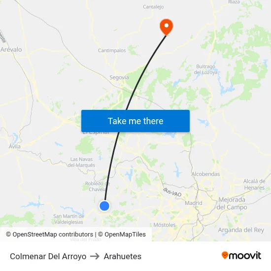 Colmenar Del Arroyo to Arahuetes map