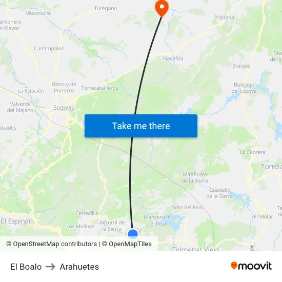 El Boalo to Arahuetes map