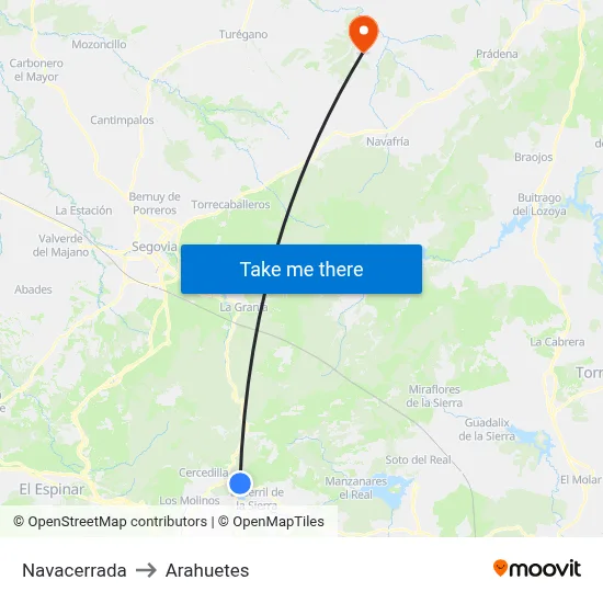 Navacerrada to Arahuetes map