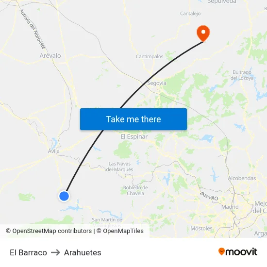 El Barraco to Arahuetes map