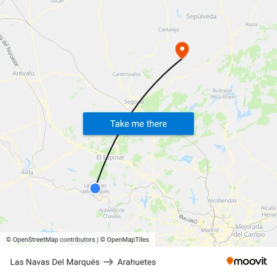 Las Navas Del Marqués to Arahuetes map
