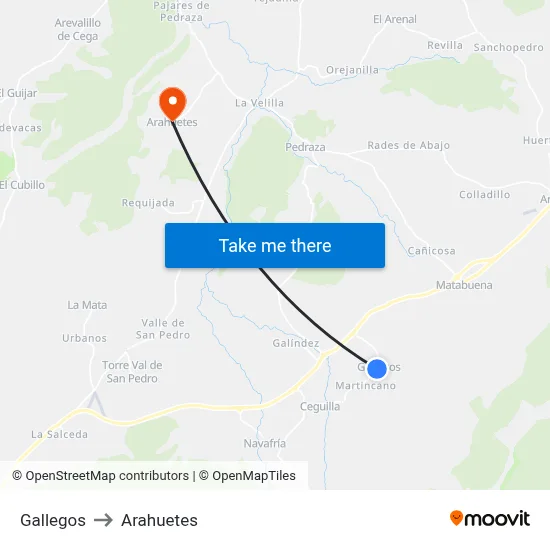 Gallegos to Arahuetes map