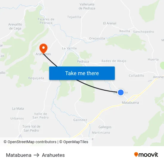 Matabuena to Arahuetes map