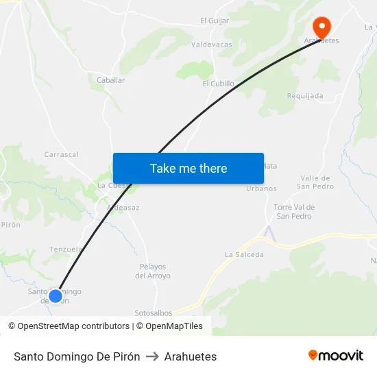 Santo Domingo De Pirón to Arahuetes map