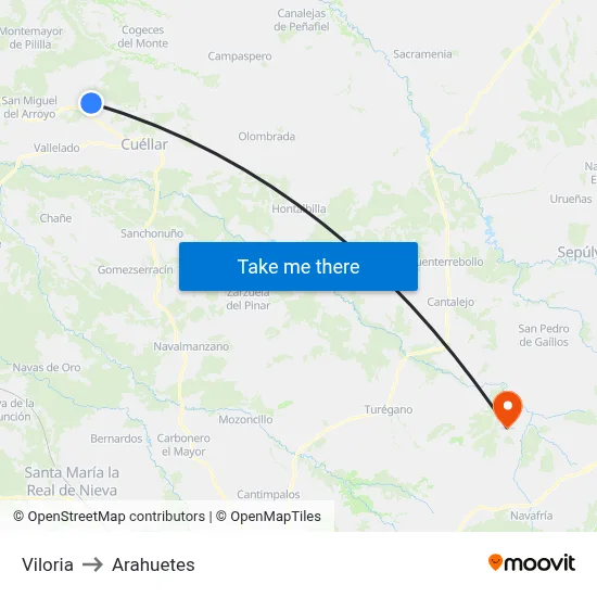 Viloria to Arahuetes map