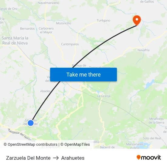 Zarzuela Del Monte to Arahuetes map