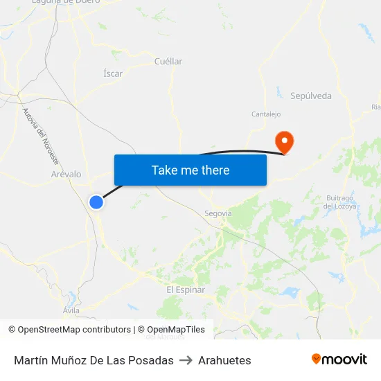 Martín Muñoz De Las Posadas to Arahuetes map