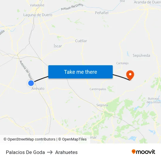 Palacios De Goda to Arahuetes map