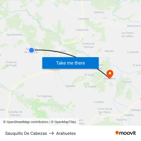 Sauquillo De Cabezas to Arahuetes map