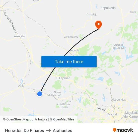 Herradón De Pinares to Arahuetes map