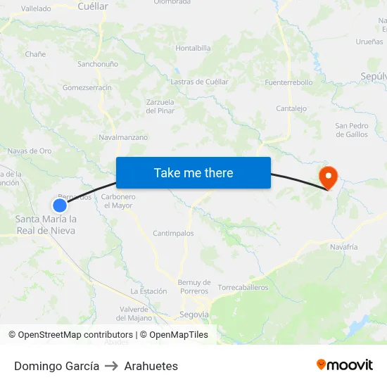 Domingo García to Arahuetes map
