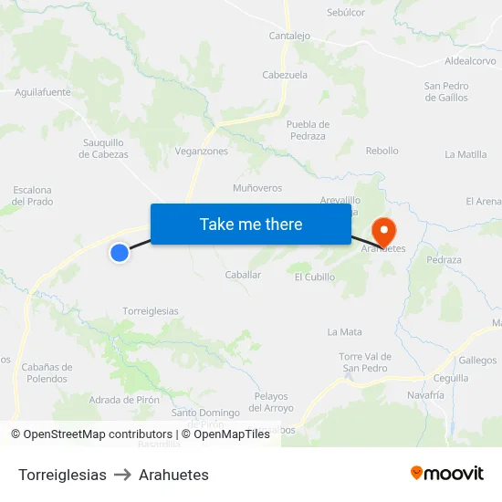 Torreiglesias to Arahuetes map