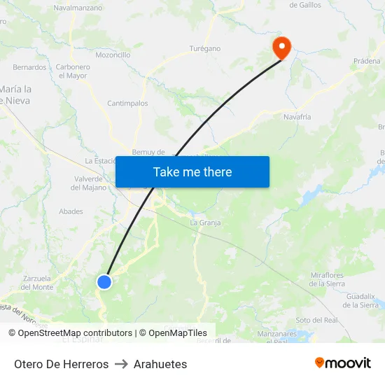 Otero De Herreros to Arahuetes map