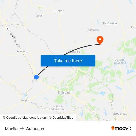 Maello to Arahuetes map