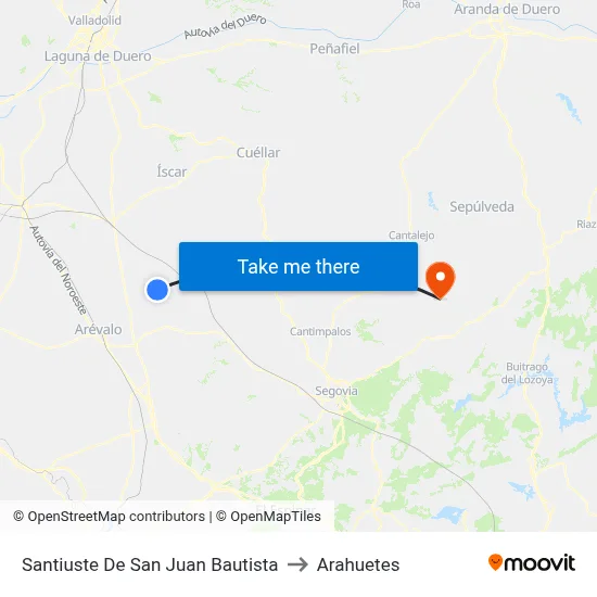 Santiuste De San Juan Bautista to Arahuetes map