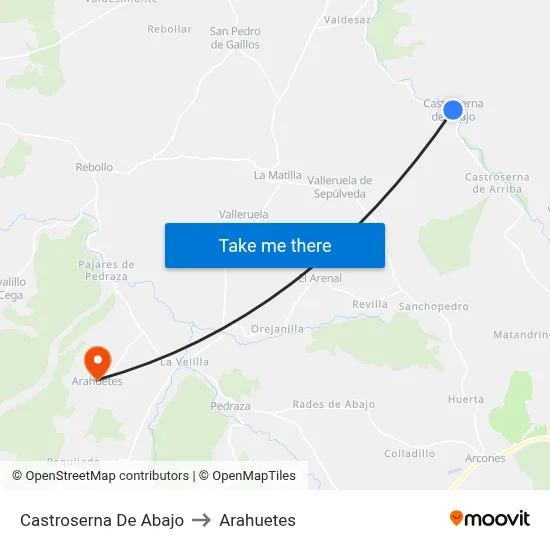 Castroserna De Abajo to Arahuetes map