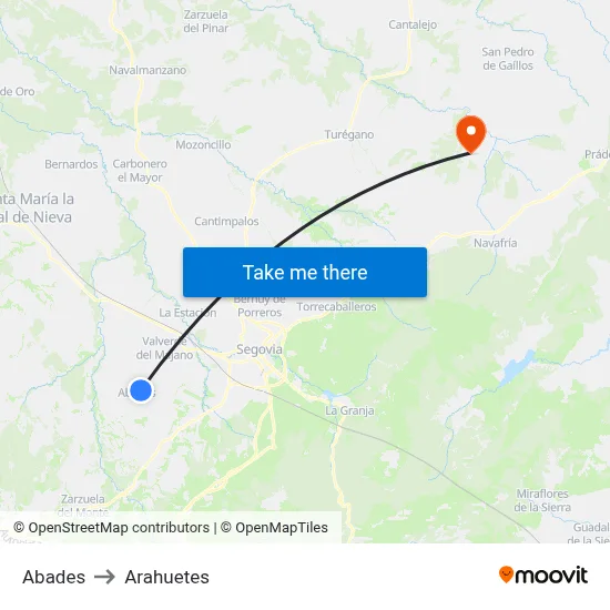 Abades to Arahuetes map