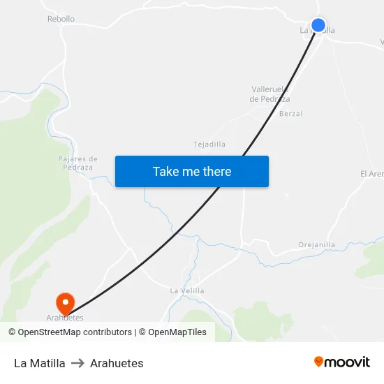 La Matilla to Arahuetes map