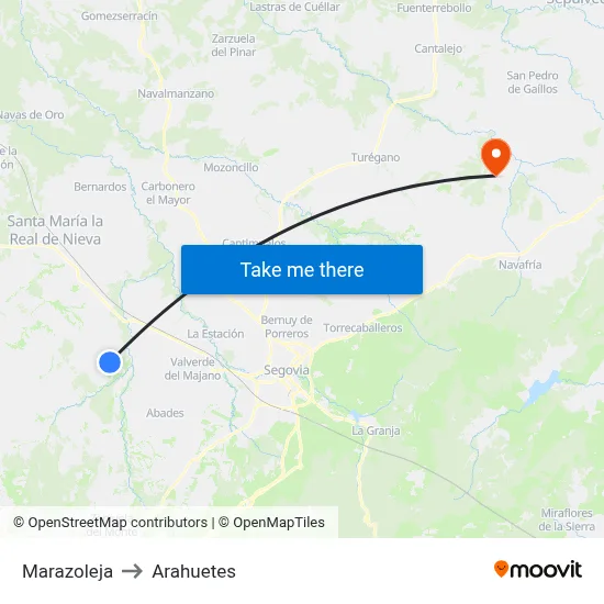 Marazoleja to Arahuetes map