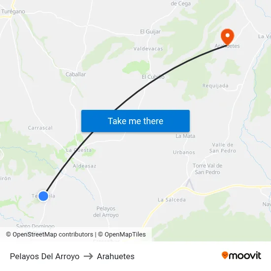Pelayos Del Arroyo to Arahuetes map