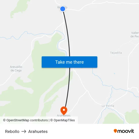 Rebollo to Arahuetes map
