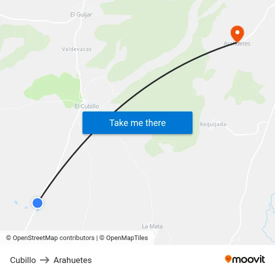 Cubillo to Arahuetes map