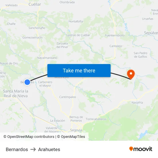 Bernardos to Arahuetes map