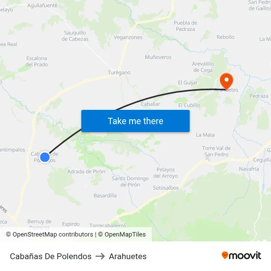Cabañas De Polendos to Arahuetes map