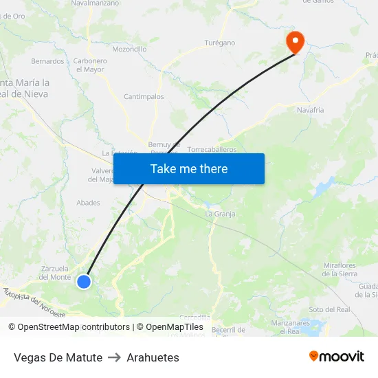 Vegas De Matute to Arahuetes map