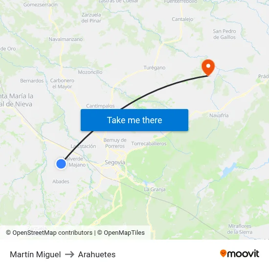 Martín Miguel to Arahuetes map