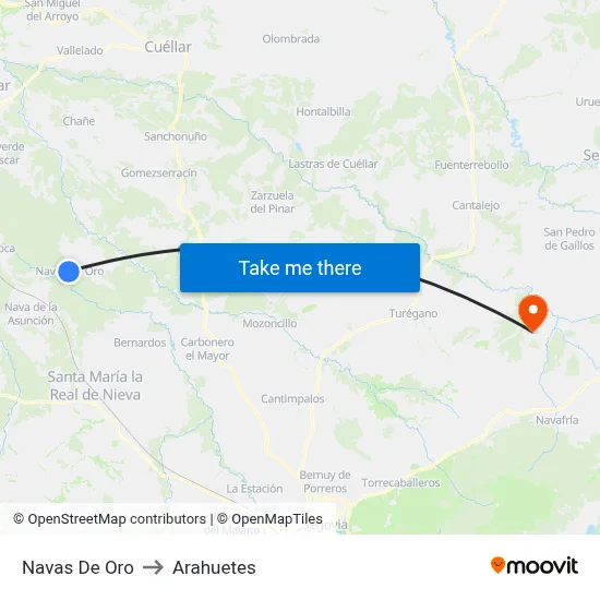 Navas De Oro to Arahuetes map