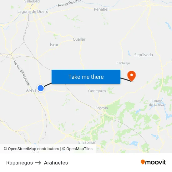 Rapariegos to Arahuetes map